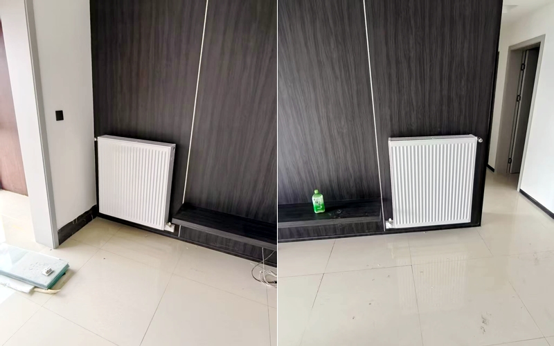 【正好花园31-4】德国威能明装暖气片安装施工